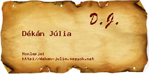 Dékán Júlia névjegykártya