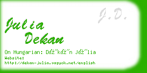 julia dekan business card